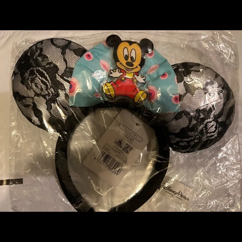 Disney Parks Minnie Ears Polka Dot Black Lace Limited Party Headband